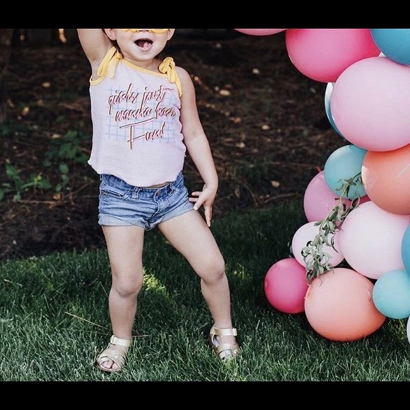 GIRLS JUST WANNA HAVE FUN TERRY TIE TANK - Picture 4 of 5